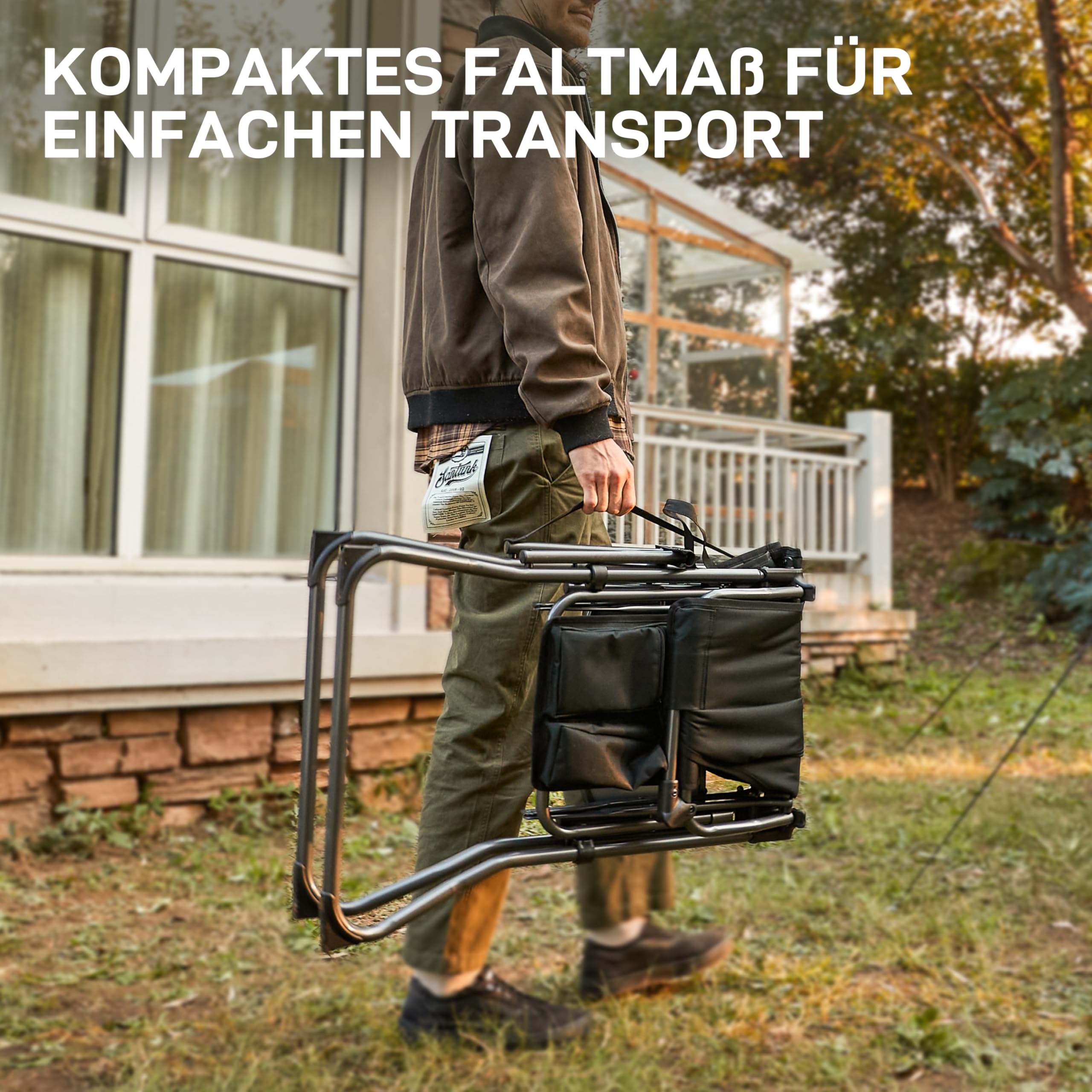EVER ADVANCED 78CM Sitzhöhe Regiestuhl Hoch Klappbar, Make Up Stuhl Faltbar 160KG Belastbar mit Beistelltisch&Seitentasche, Schminkstuhl für Make-up Artist, Sportveranstaltung, Bar-Stuhl，Schwarz-Grau