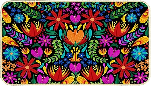 KXO Felpudo de fiesta mexicana con diseño de flores, dalia, Día de los Muertos, Cinco de Mayo, para el hogar, cocina, comedor
