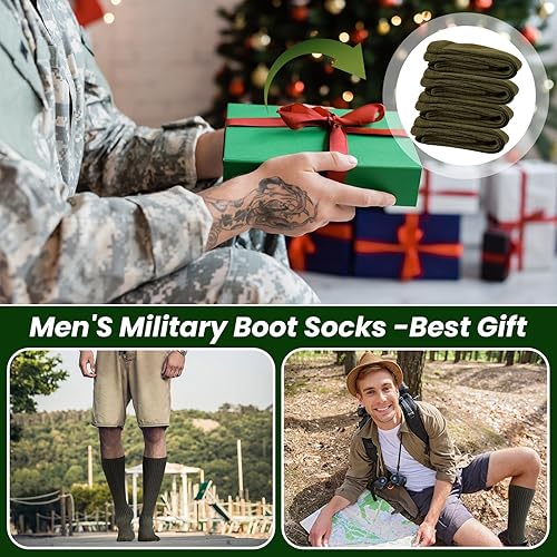 Miniatura 5 de Ramede 20 pares de calcetines militares para botas militares para hombre, calcetines de algodón grueso de grado militar, calcetines militares para