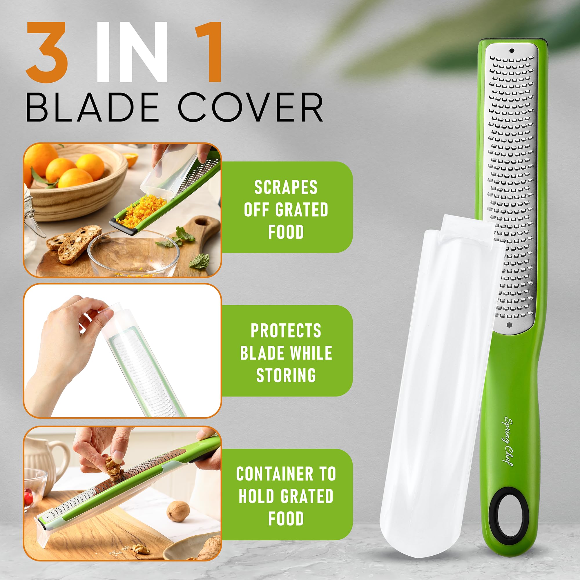 Spring Chef Stainless Steel XL Box Grater & Premium Lemon Zester - 2 Product Bundle - Green - Image 9