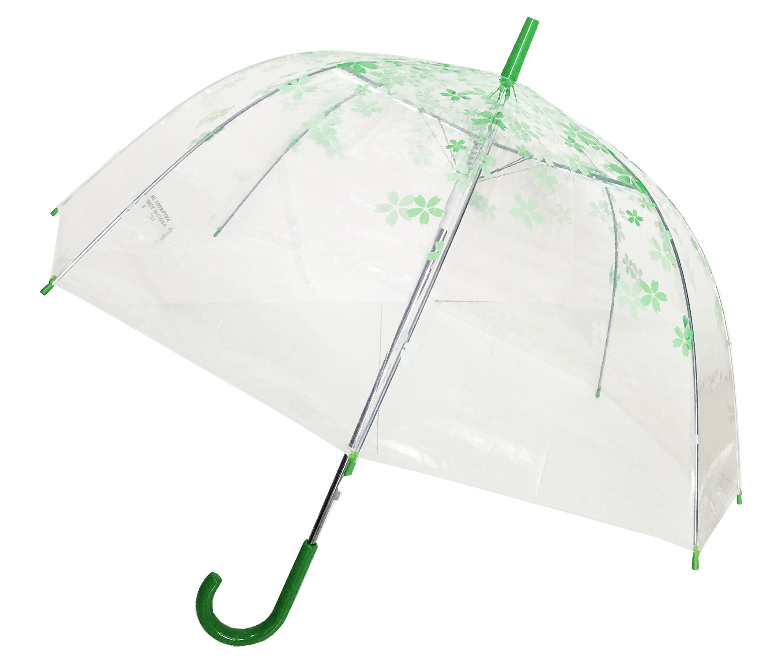 CmpleClear Cherry Blossom Umbrella, Clear umbrella, clear bubble umbrella, dome shape umbrella (green)