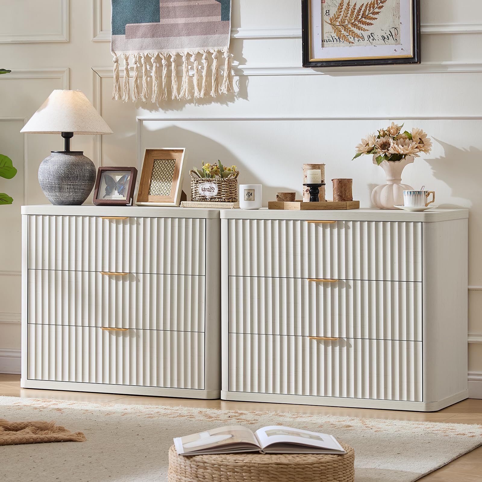LEYAOYAO 31 Wide Fluted Nightstand Set of 2