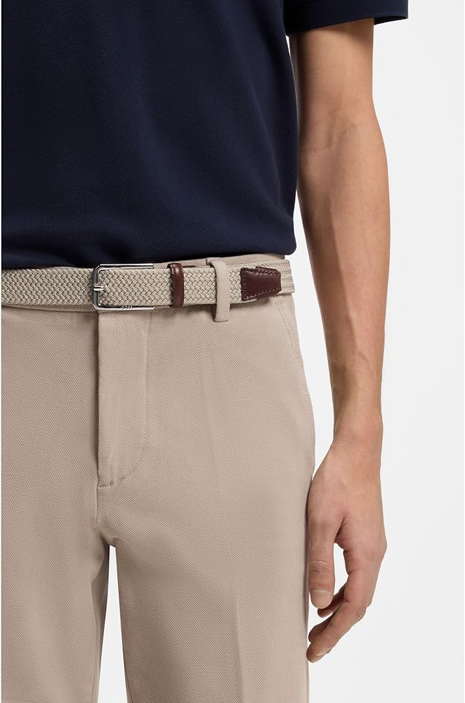 Amazon | [BOSS] [ボス] ウーブン ベルト レザー フェイシング メンズ