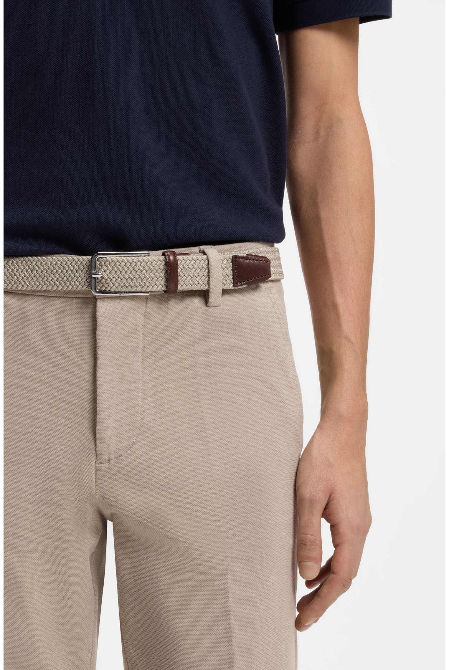 BOSS Herren Clorio Sz30 Webgürtel mit Leder-Details