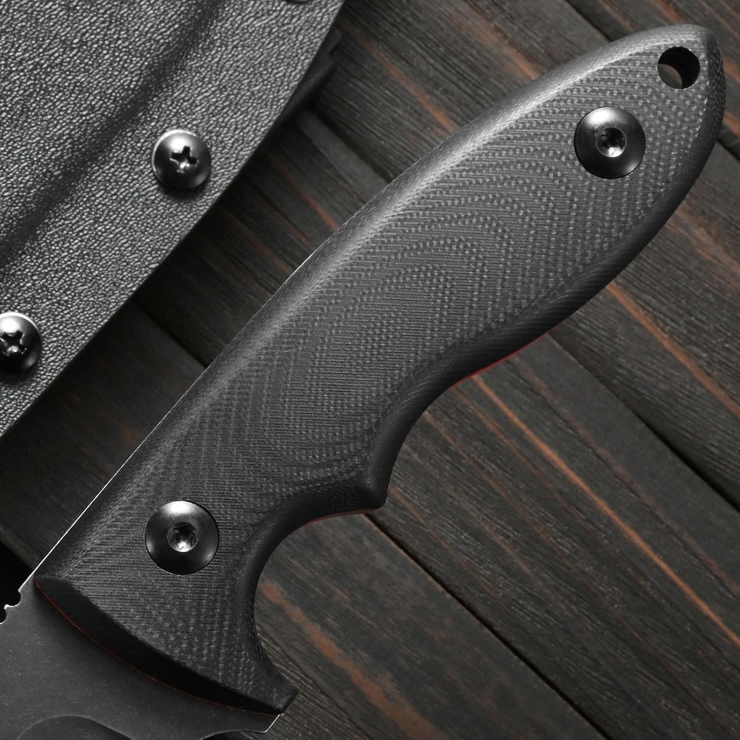 Sitivien ST24 Fixed Blade Knife, AUS-8 Brushed Steel Blade Double Color G10 Handle Full Tang EDC Fixed Knifes for Outdoor Working Camping Hunting Fishing(Black Handle+Black)