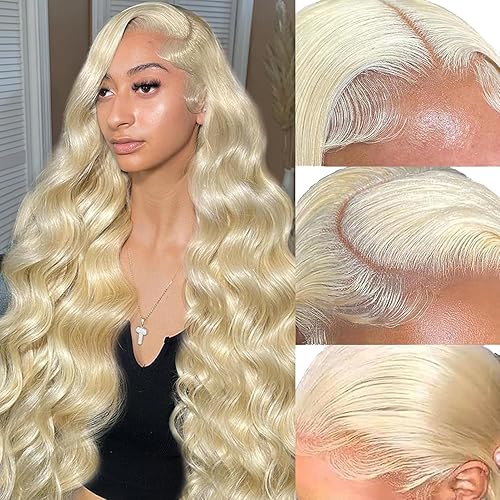 613 13x6 Lace Front Wig Human Hair 200 Density Blonde Body Wave Lace Front Wigs Blonde Wig Human Hair Hd Lace Frontal Wig 13x6 (26 Inch)