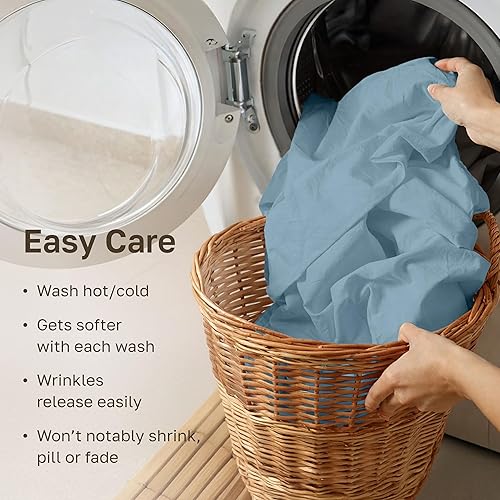 Miniatura 7 de California Design Den - Sábanas de 100% algodón suaves, tamaño matrimonial, de satén de 400 hilos, con bolsillo profundo, refrescantes, juego de