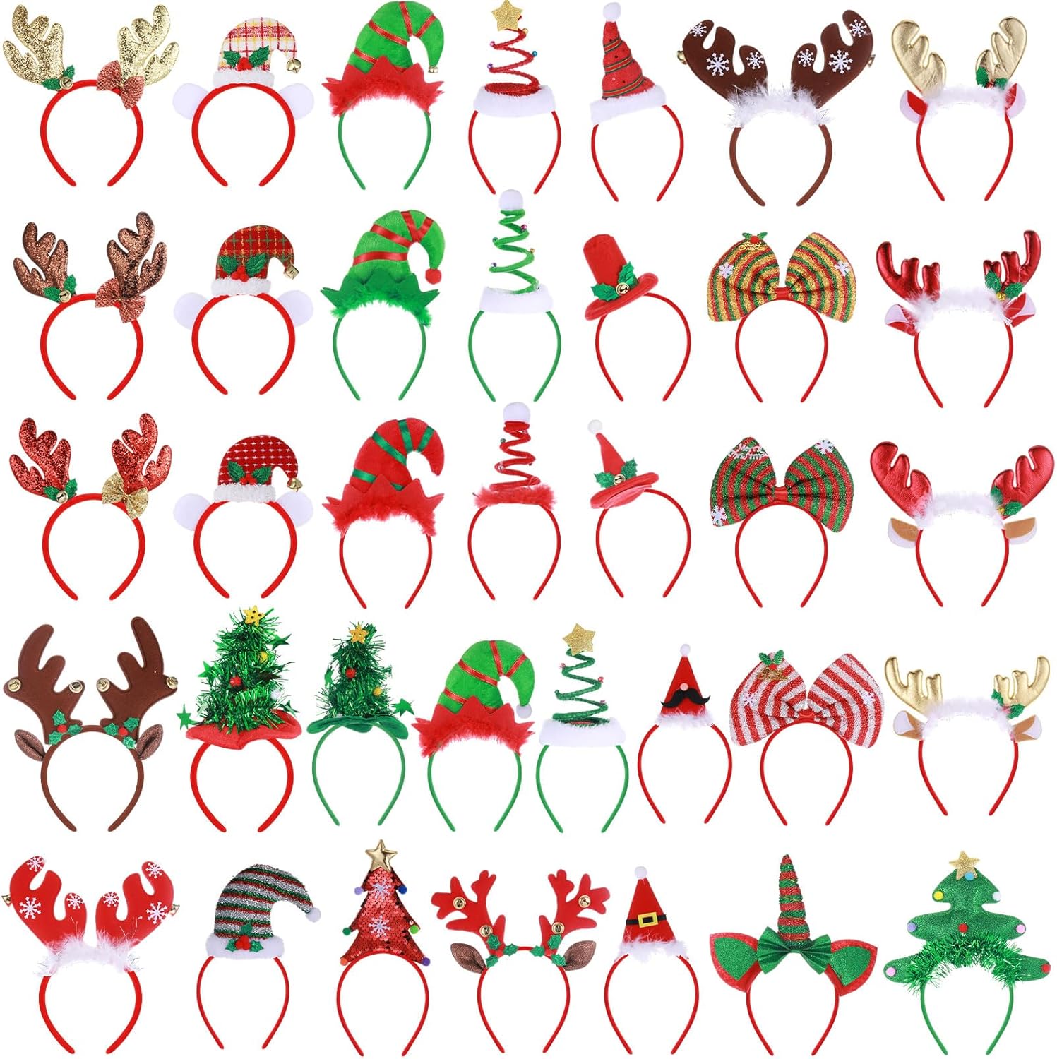 36 Pcs Christmas Headbands bulk with Assorted Design Reindeer Antlers Holiday Headbands Accessories for Adults - Image 8