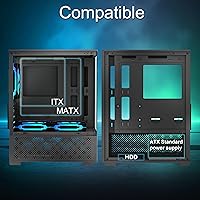 Vista 6 de Carcasa Micro ATX, carcasa MATX, ITX para PC con ventilador ARGB de 2 x 120 mm preinstalado, panel frontal y lateral de vidrio templado panorámico