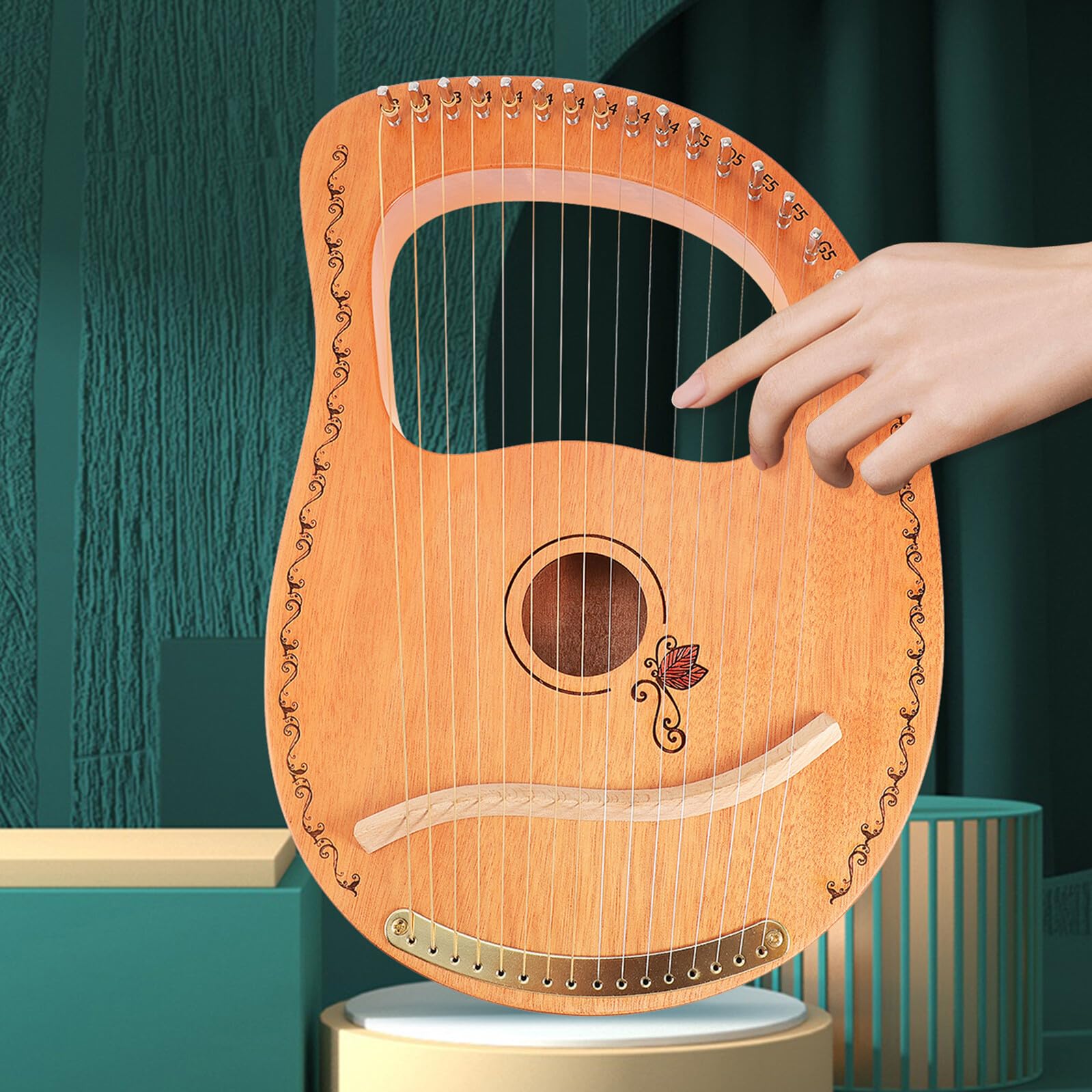 Lyra in Legno Effetto Sustain Prolungato Delicato Strumento Musicale e Superficie Liscia Portatile a 16 Corde per Principianti e Professionisti
