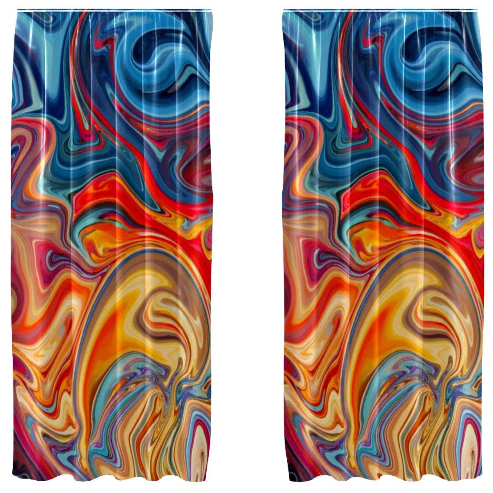 Lot de 2 rideaux marbre coloré pour fenêtre chambre salon