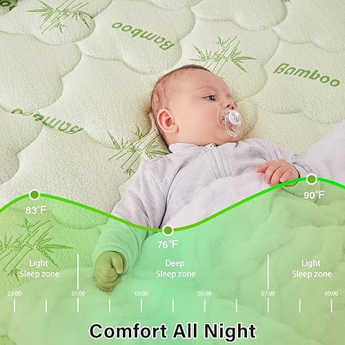 Miniatura 2 de CYMULA Cubrecolchón de viscosa para cama individual, hecho de bambú, transpirable, tamaño individual, protector de colchón para dormitorio