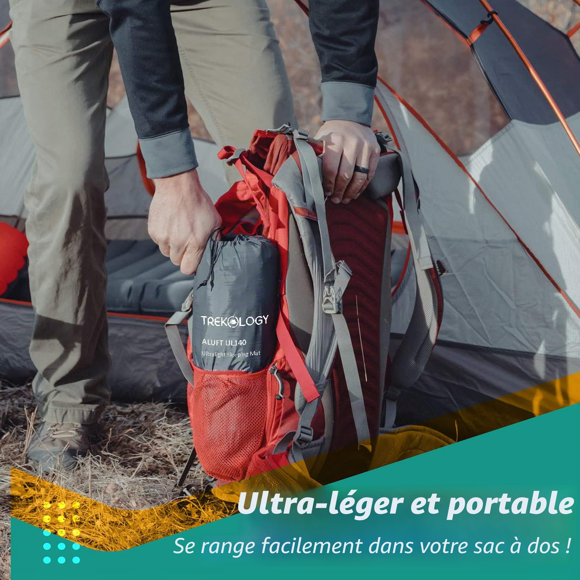 TREKOLOGY Tapis de Camping Auto-gonflant, Matelas de Camping Ultra léger, 186 cm x 76 cm x 12,5 cm