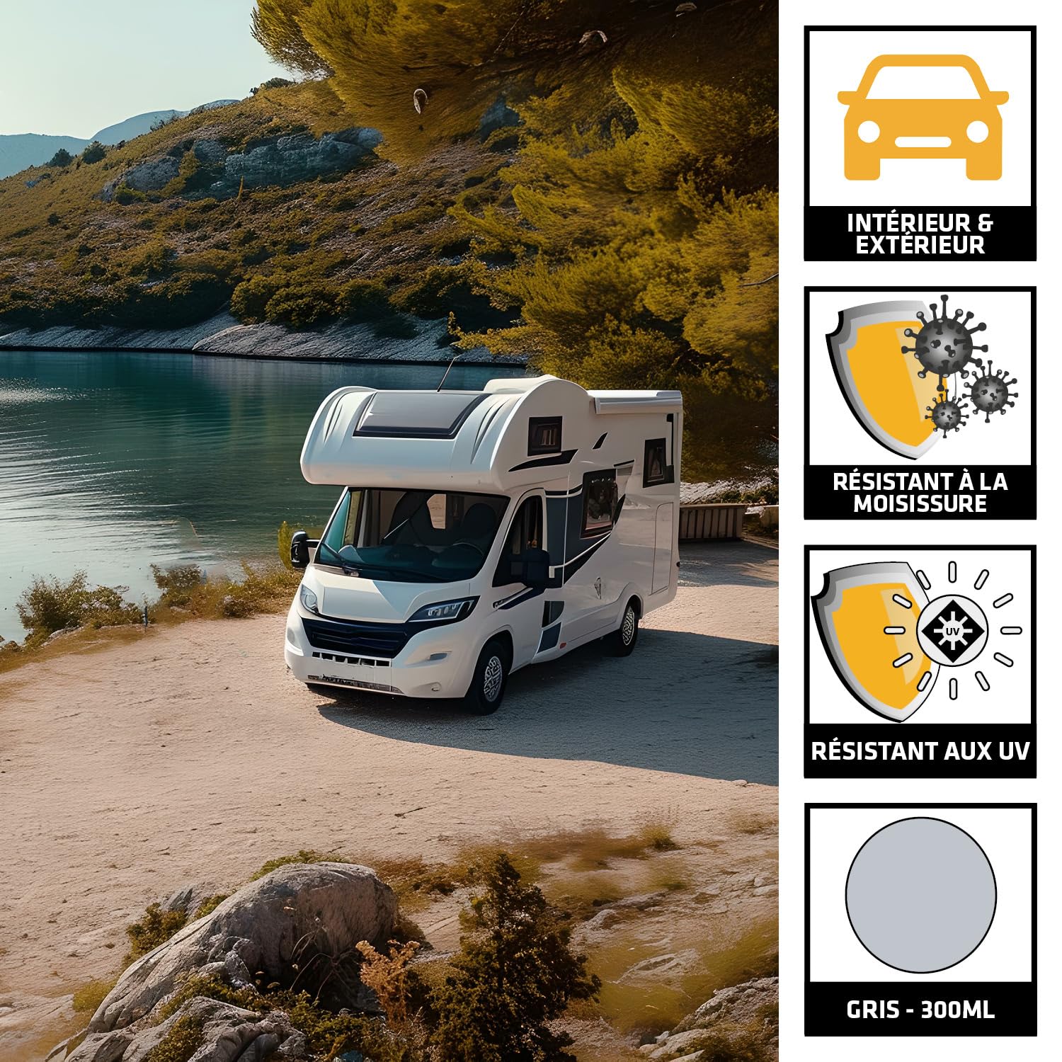 SIKA - Mastic multi-usages - Sikaflex 522, Gris - Pour caravane et camping-car - Collage et étanchéité - Résiste aux intempéries - Sans isocyanate - Faible émission - Intérieur et extérieur - 300ml
