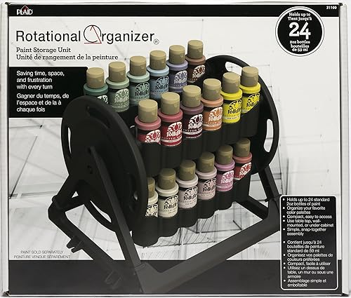 Miniatura 4 de Plaid Contenedor de almacenamiento organizador giratorio que almacena 24 botellas estándar de 2 onzas líquidas de pintura acrílica para manualidades