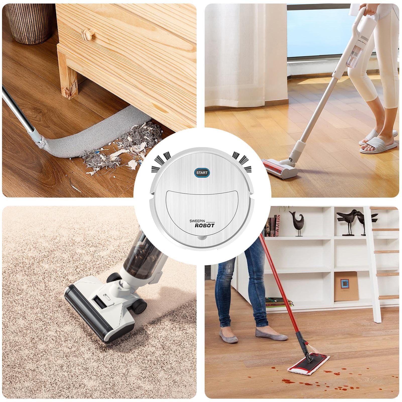 Robot aspirador con fregona - Vaciado automático | Succión, estación base pequeña | Navegación con | Ideal para suelos duros y alfombras | Aspiradora robótica con navegación Lidar | Robot para P
