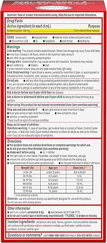 Miniatura 9 de Children's Tylenol Medicamento líquido para aliviar el dolor y la fiebre, suspensión oral, sin colorantes, acetaminofeno, sin aspirina, sin
