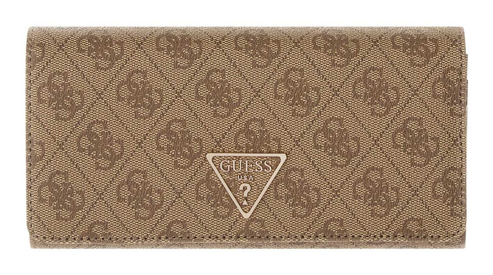 GUESS portafoglio Laurel II SLG Flap Organizer Latte Logo marrone chiaro