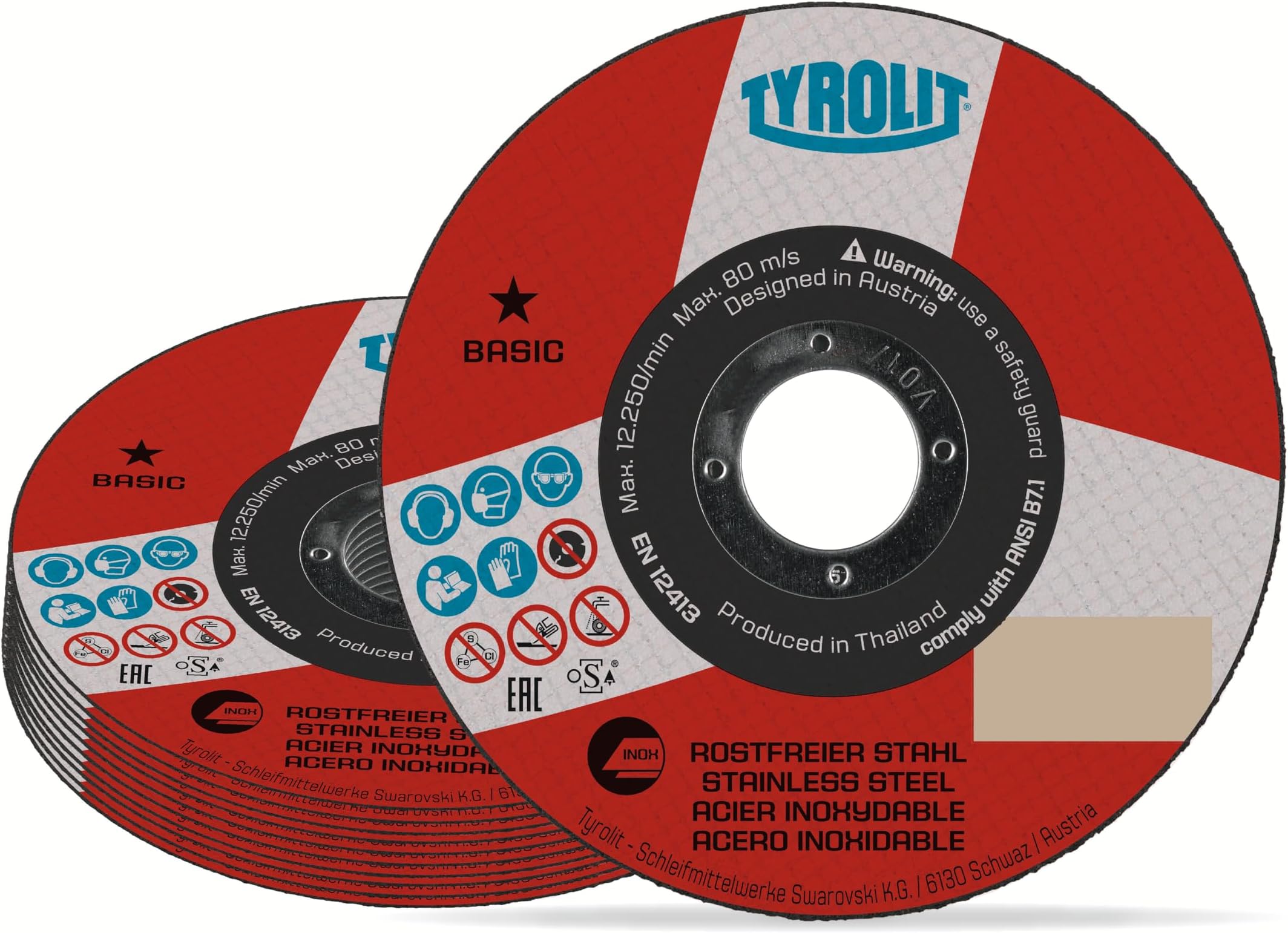 TYROLIT BASIC Super-Thin Cut-Off Wheel for Stainless Steel - 115mm Metal Cutting Discs - Angle Grinder Discs - 115 x 1.0 x 22.23 mm - 25-Pack