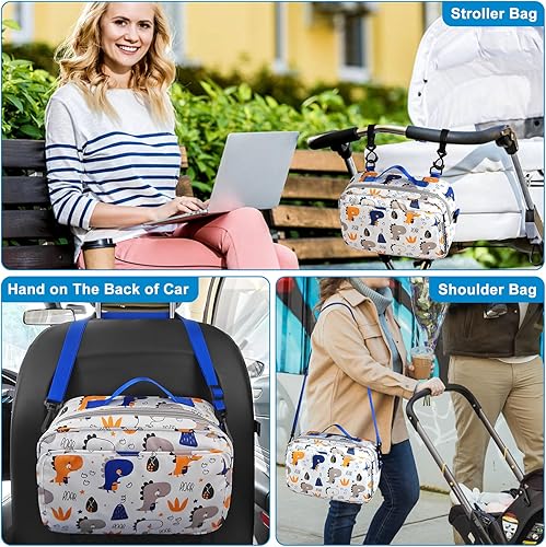 Miniatura 7 de Accmor Organizador de cochecito, organizador universal para cochecito con bolsillo aislado para portavasos y bolsa de cochecito de gran capacidad,