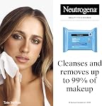 Neutrogena Maquillage tout-en-un Enlèvement des Wipes nettoyantes - Serviettes nettoyantes délicates Supprimer maquillage & Mascara imperméable - Formule à base de plantes sans alcool pour une zone oculaire sensible - Valeur de l'emballage jumelé, 50 Nombre