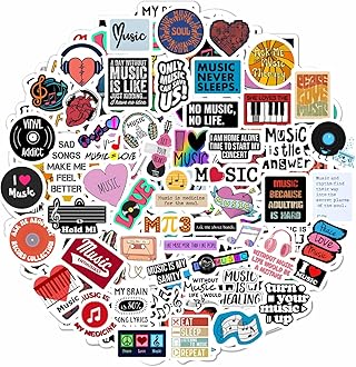 100Pcs Music Stickers for Water Bottle & Laptop, Musical Stickers & Decals for Adults, Gifts for Music Lovers & Musicians, Gifts for Women & Men