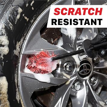 Maxshine Universal 10 Wheel & Rim Brush Soft Bristle Scratch-Free Car Detailing Brush with Comfort Grip & Knuckle Guard Tire, Spoke, Lug Nut & Brake Dust Cleaner for Cars, Trucks, SUVs & Boats