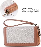 Vista 4 de HAWEE - Cartera para teléfono celular, con dos cierres y correa larga extraíble para la muñeca, para mujer