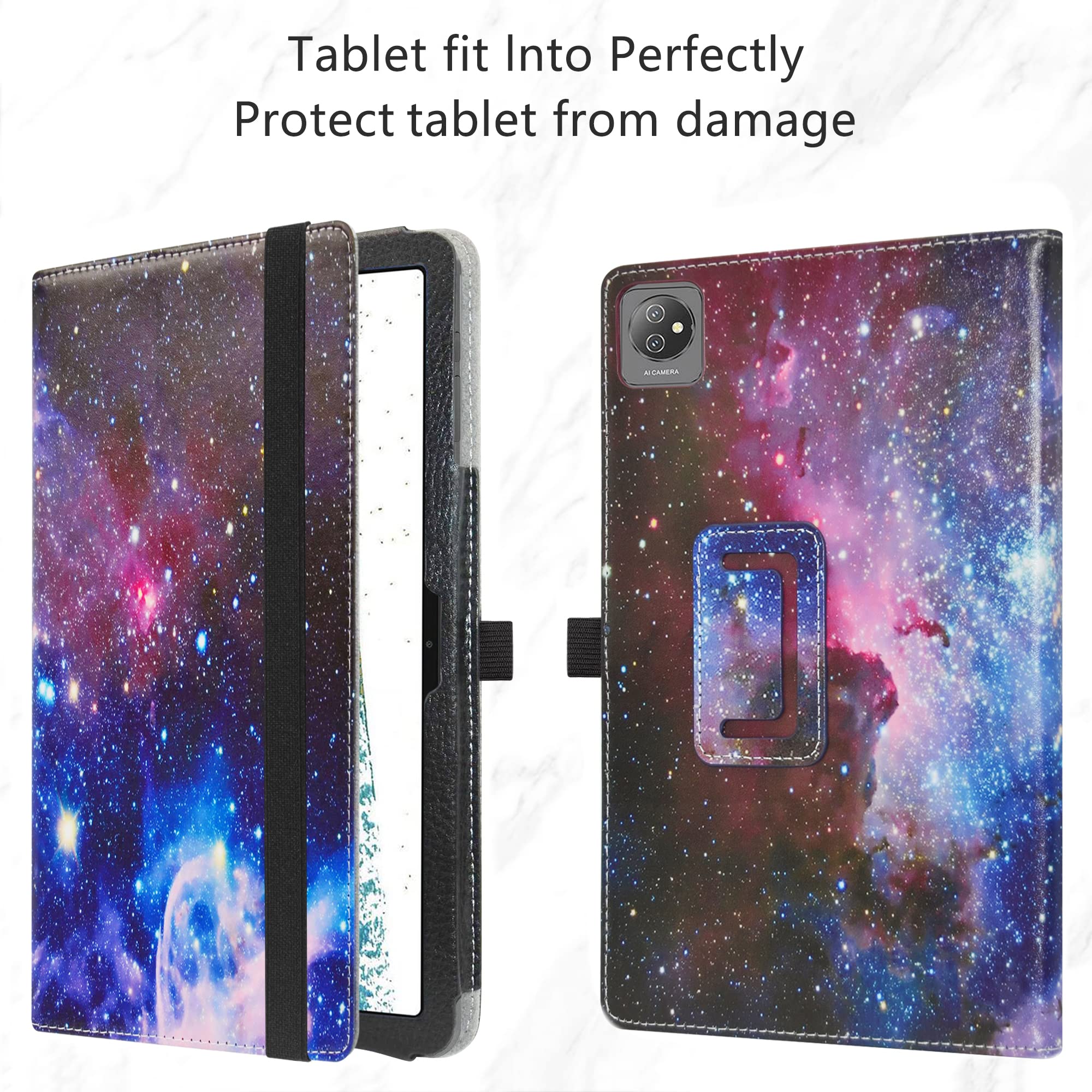 LiuShan Hülle Für DOOGEE/Blackview/OSCAL 10-Zoll-Tablets – PU Leder Mit Ständer, Klappbar, Schwarz