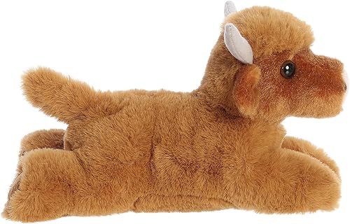 Miniatura 3 de Aurora Adorable Mini Flopsie - Animal de peluche de vaca de las tierras altas, facilidad juguetona, compañeros atemporales, color marrón, 8 pulgadas