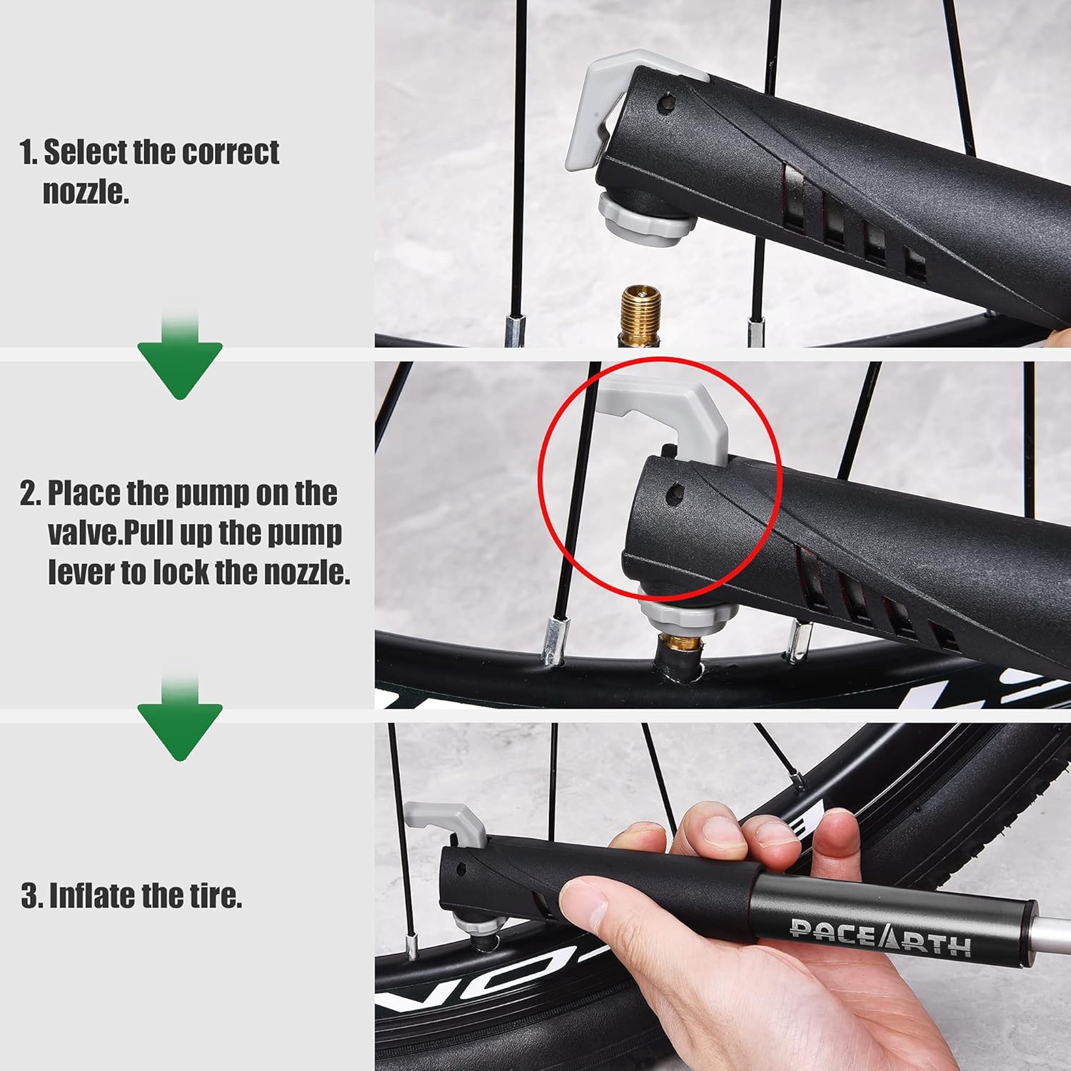 PACEARTH Mini Bike Pump with Glueless Puncture Repair Kit - Fits Presta and Schrader - 120 PSI High Pressure, Compact Light Portable Frame Pump Bicycle Bike Tire Hand Pump for Road Mountain Bikes : Sports & Outdoors