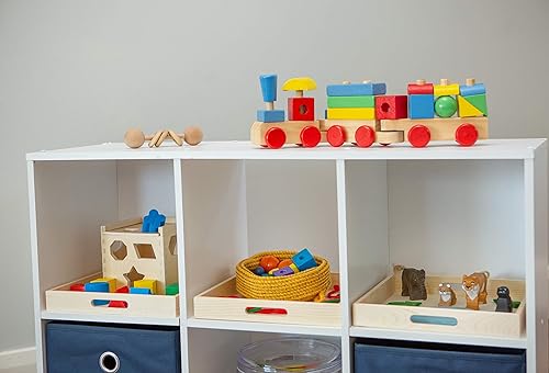 Miniatura 4 de Bandeja de maderabandejas de madera  Cajas cuadradas con asas - Sin terminar y pequeñas  Para materiales Montessori, manualidades para pintar,