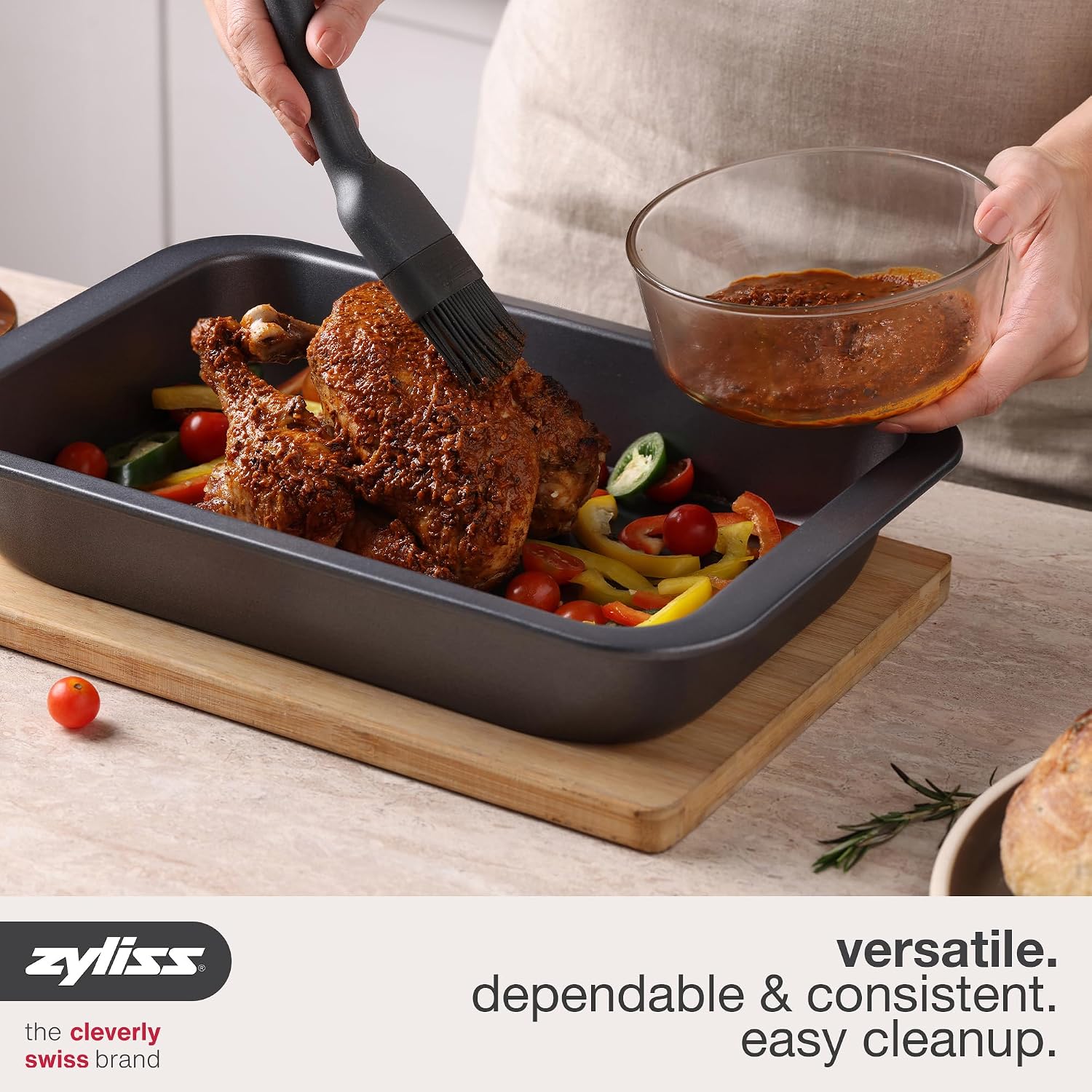 Zyliss Oven Tray - Heavy Duty Carbon Steel Bakeware - Swiss Nonstick Coating - Easy Food Release - Perfect for Roasting Vegetables, Baking Chicken & Sheet Pan Meals