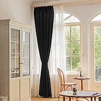 Vista 28 de Cortina plisada de 96 pulgadas de largo, con aislamiento térmico para oscurecer la habitación, cortina plisada con ganchos y alzapaños para sala