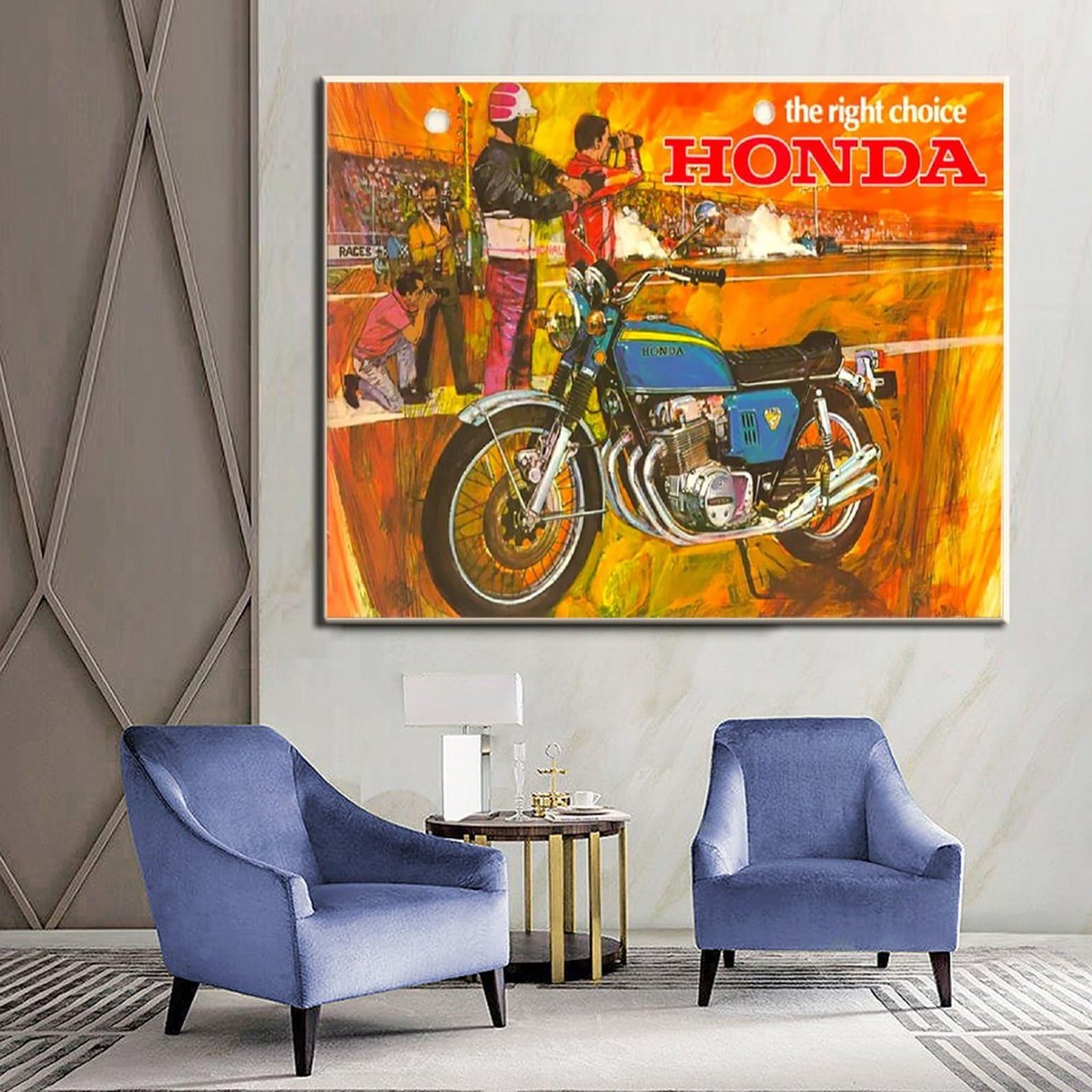 Motorcycle Art Poster Honda Motorcycle - Vintage Poster Wall Art