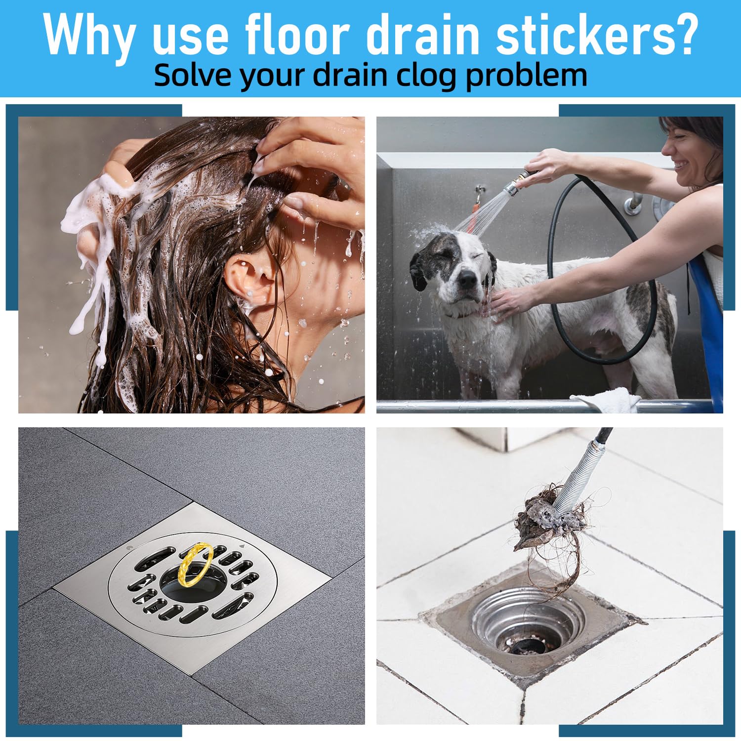 50 Piezas Atrapapelos Desechable para Desagüe de Ducha, Recogedor de Pelo Redondo de 9 cm, Cubierta de Filtro de Rejilla para Baño y Cocina