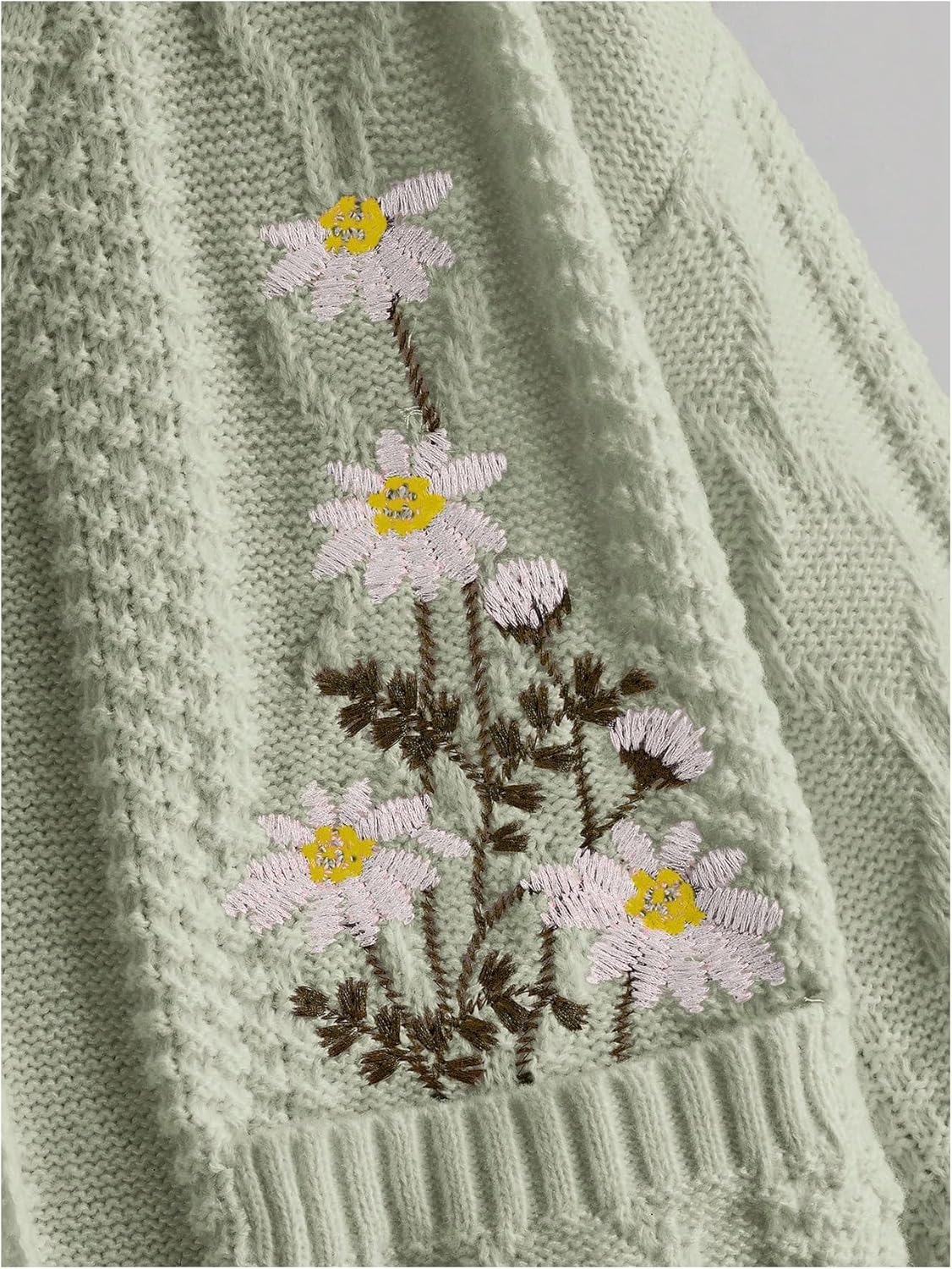 GORGLITTER Women's Chunky Boho Button Up Cute Cardigan Embroideried Fall Trendy 2025 Sweaters Cottage Core Clothes - Image 3