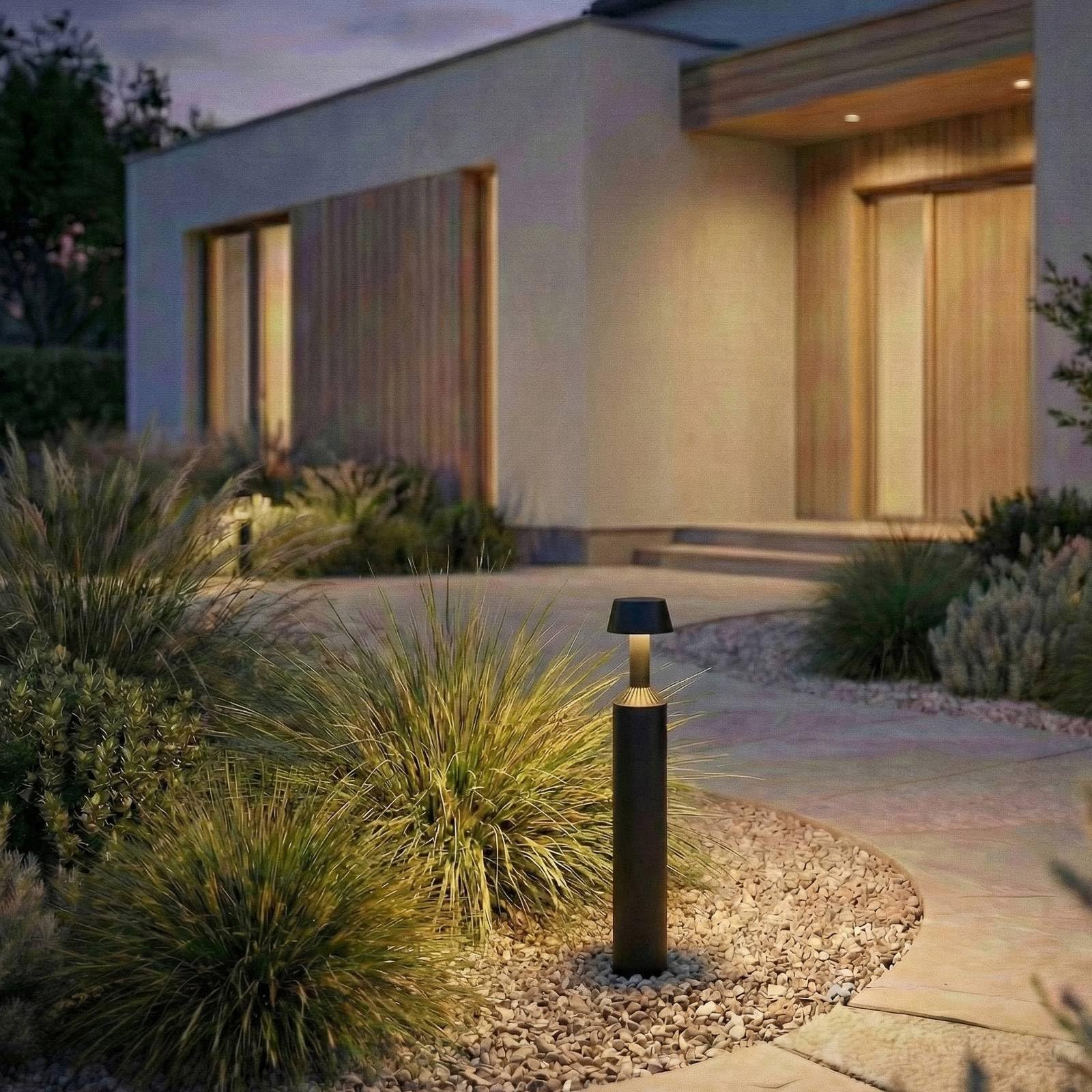 Lucande Bombillas LED baliza de jardín en negro, lámpara