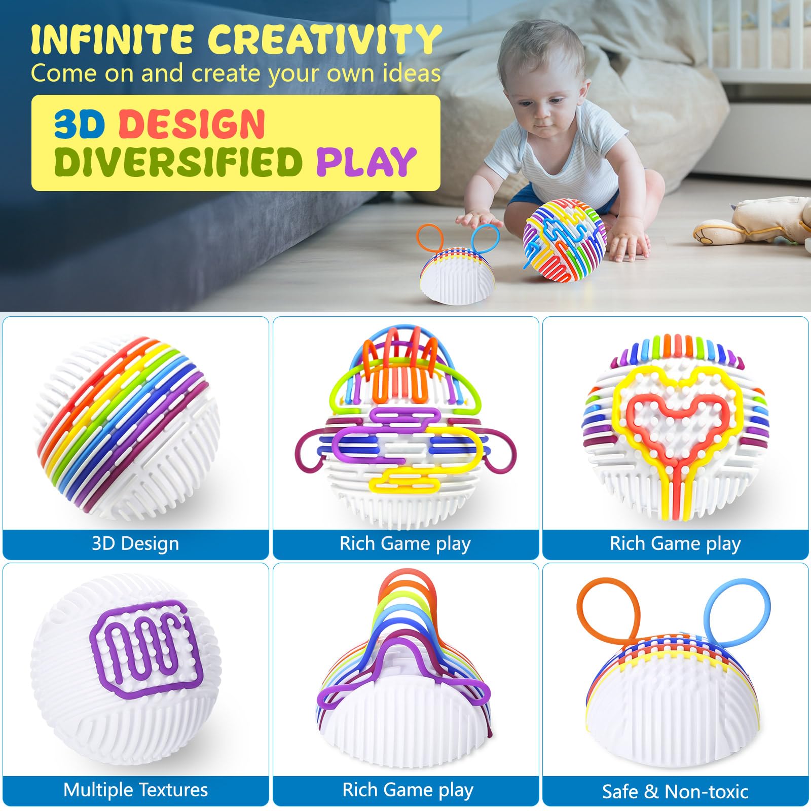 InemzTal Sensory Activity Ball for Stress Relief Calming, Focus - Image 2