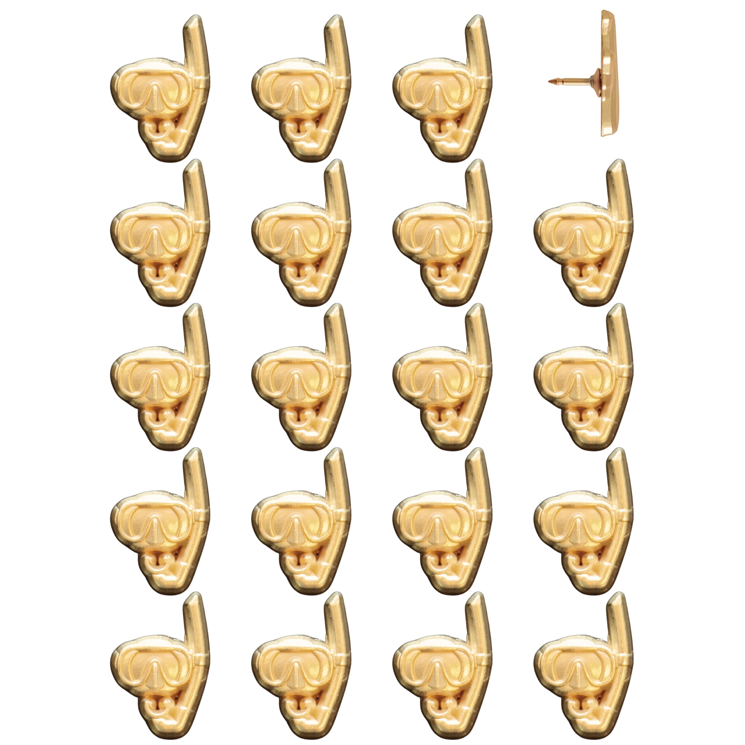 Snorkel Push Pins - Gold Snorkel Map Pins for Cork Boards, Maps, or Lapel Use - Designed in USA - Set of 20