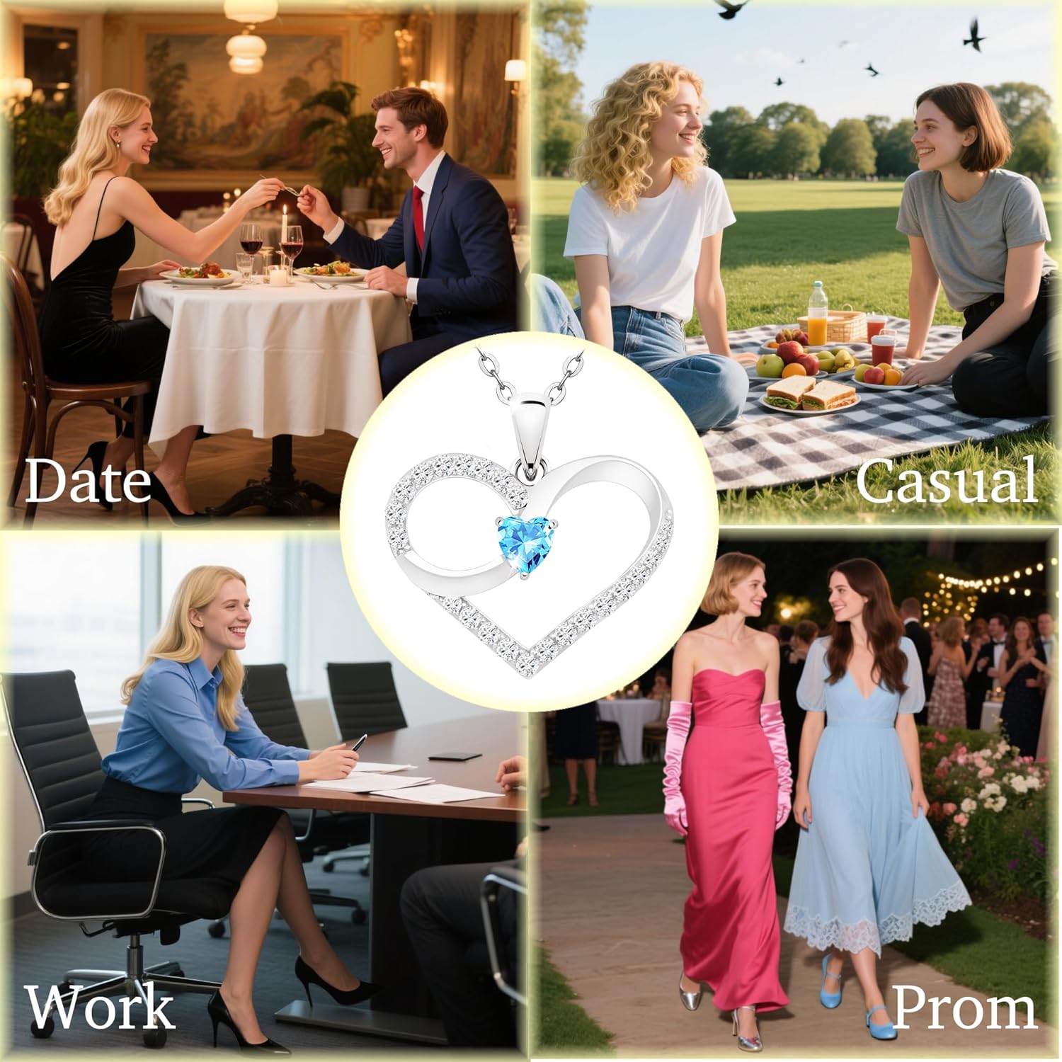 Infinity Heart Birthstone Necklace for Women - Sterling Silver Pendant Birthstone Necklace - Meaningful Gemstone Anniversary Birthday Jewelry Mother's Day Gifts for Her - Image 5