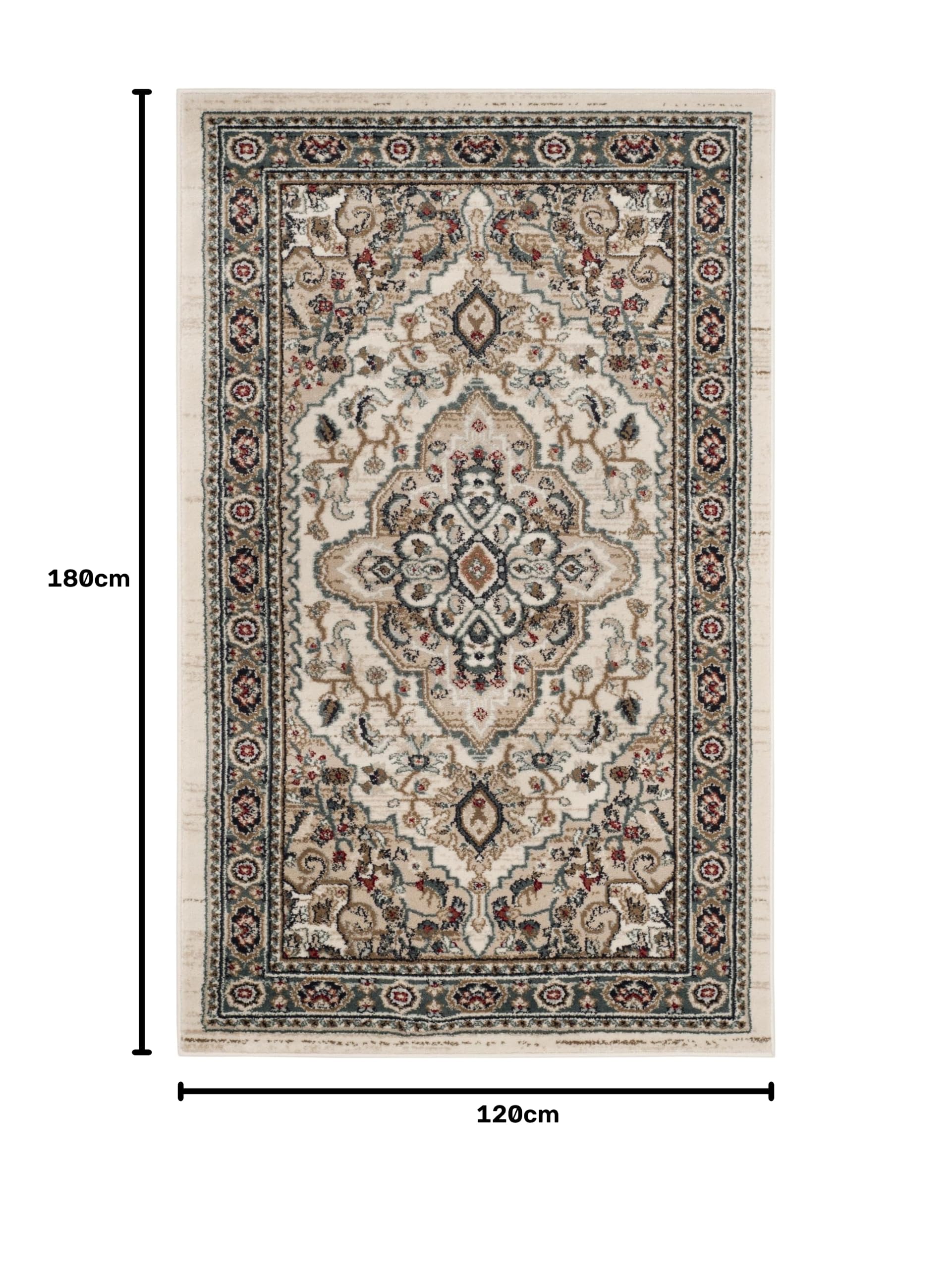 SAFAVIEH Tapis Traditionnel pour Salon, Salle à Manger, Chambre à Coucher - Lyndhurst Collection, Tapis à Poil Court, Crème et Beige, 120 x 180 cm