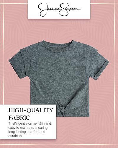 Miniatura 5 de Jessica Simpson Conjunto de pantalones para niña bebé, camisa de 2 piezas con dobladillo con nudo y pantalones acampanados, ropa de juego a juego