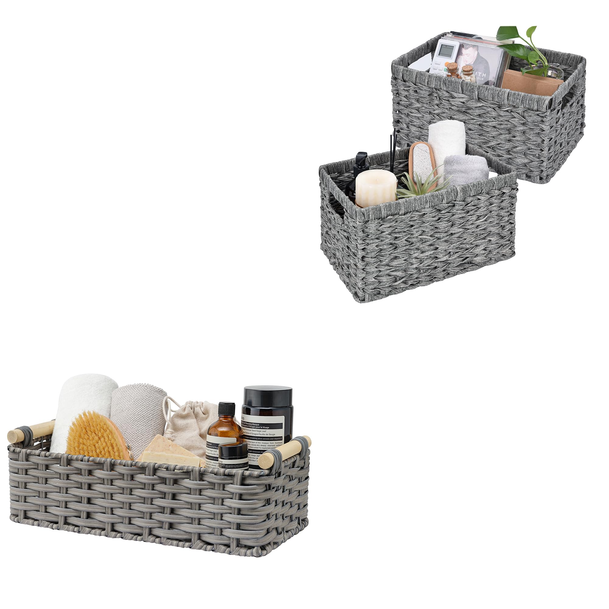 GRANNY SAYS Bundle of 1-Pack Wicker Baskets & 2-Pack Wicker Shelf Baskets