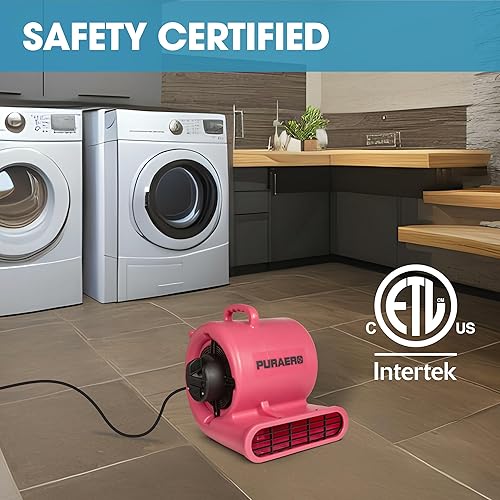 Miniatura 7 de Air Mover - Ventilador de piso para secadora de alfombras  13 HP 2,550 CFM  para espacios de rastreo, áticos, sótanos, baños, restauración de daños