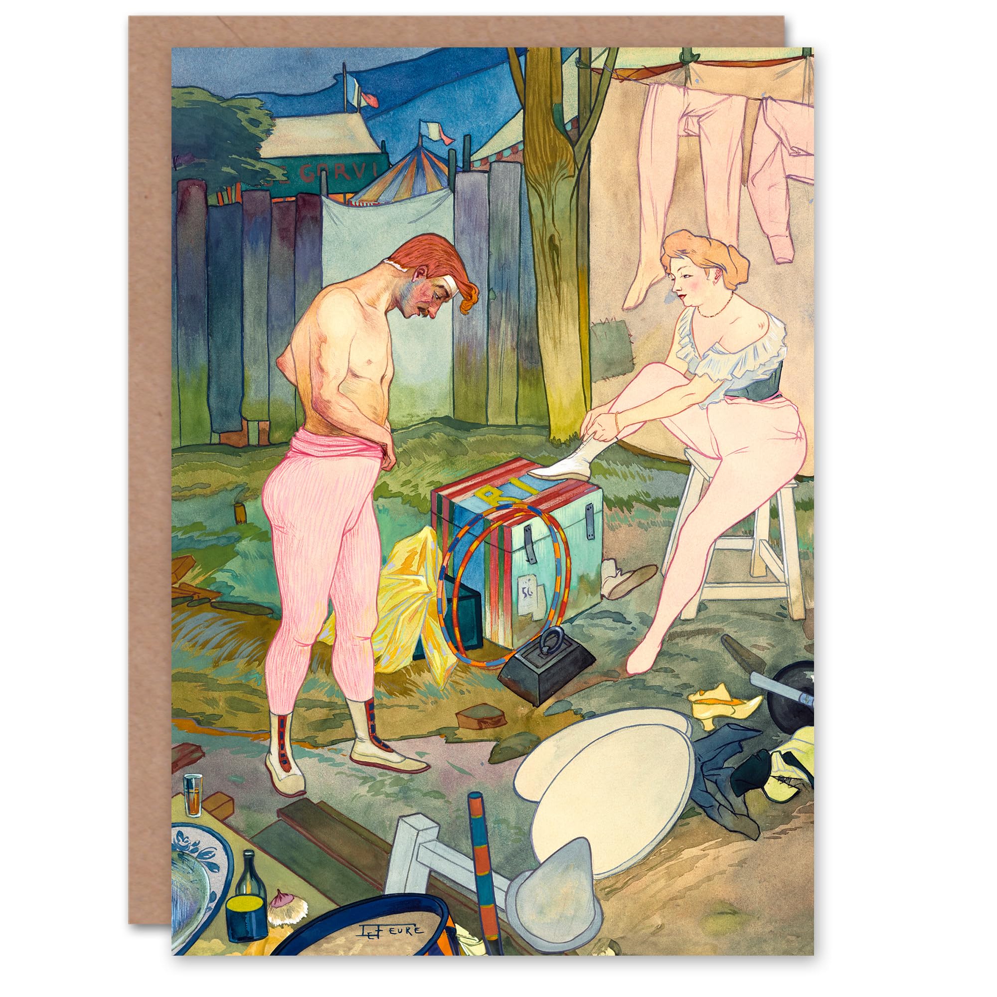 Artery8 Georges de Feure Art Card Corvi Circus Acrobat Performers