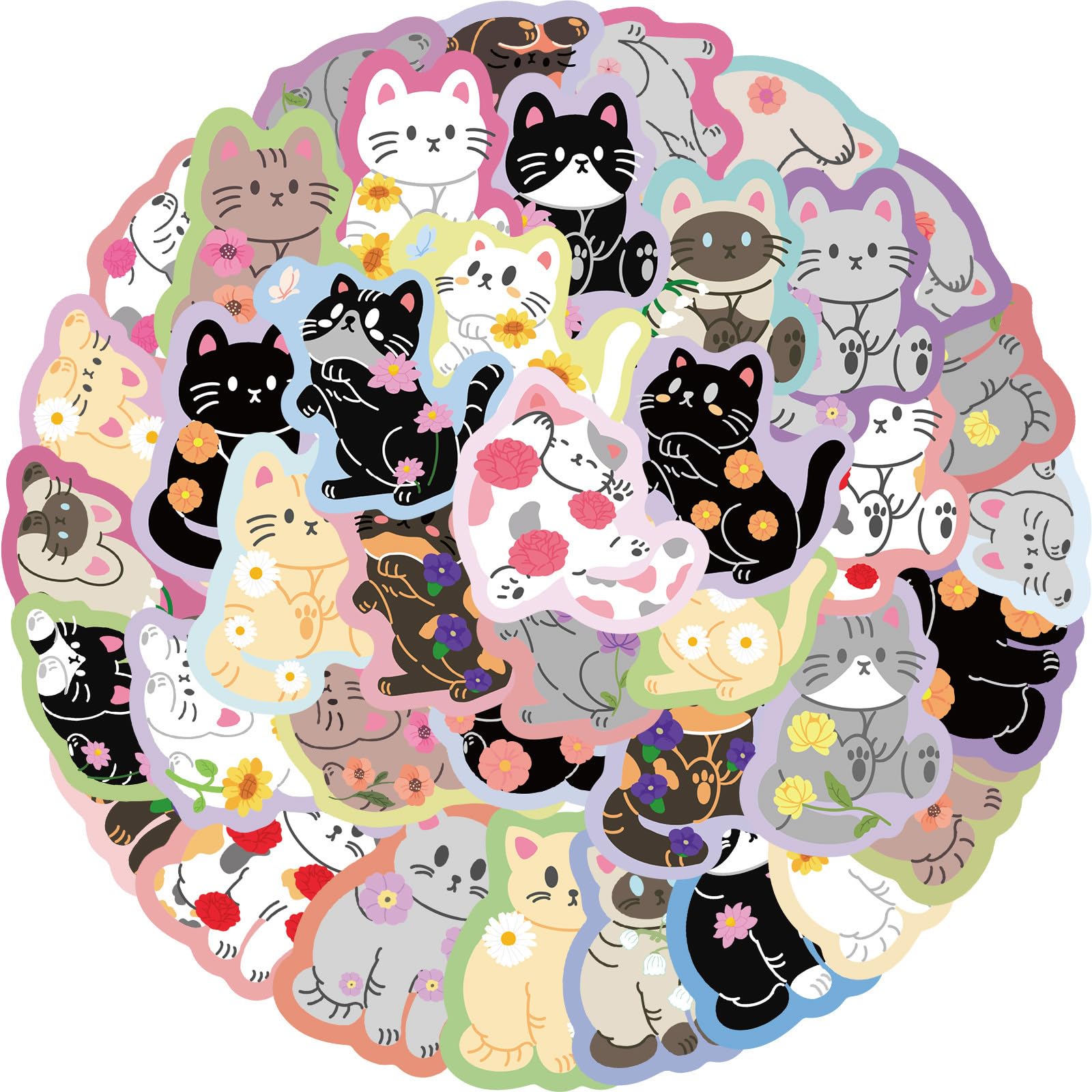 50Pcs Kitten Sticker Aesthetic Stickers for Scrapbooking Notebook Journal Water Bottle Laptop Kid Motivational Stickers Travel Sticker Set