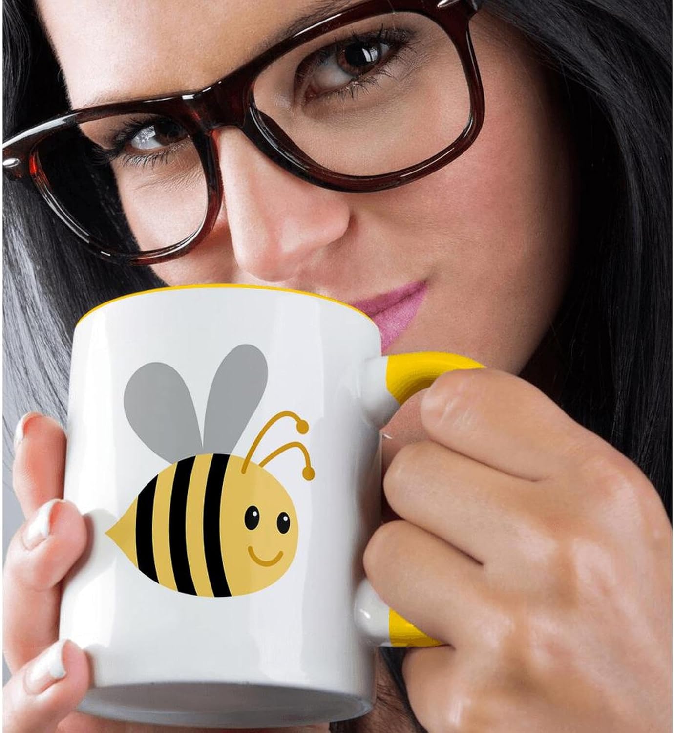 3dRose mug_224192_8 "Cute cartoon bumble bee, Yellow" Mug, 11 oz - Image 2