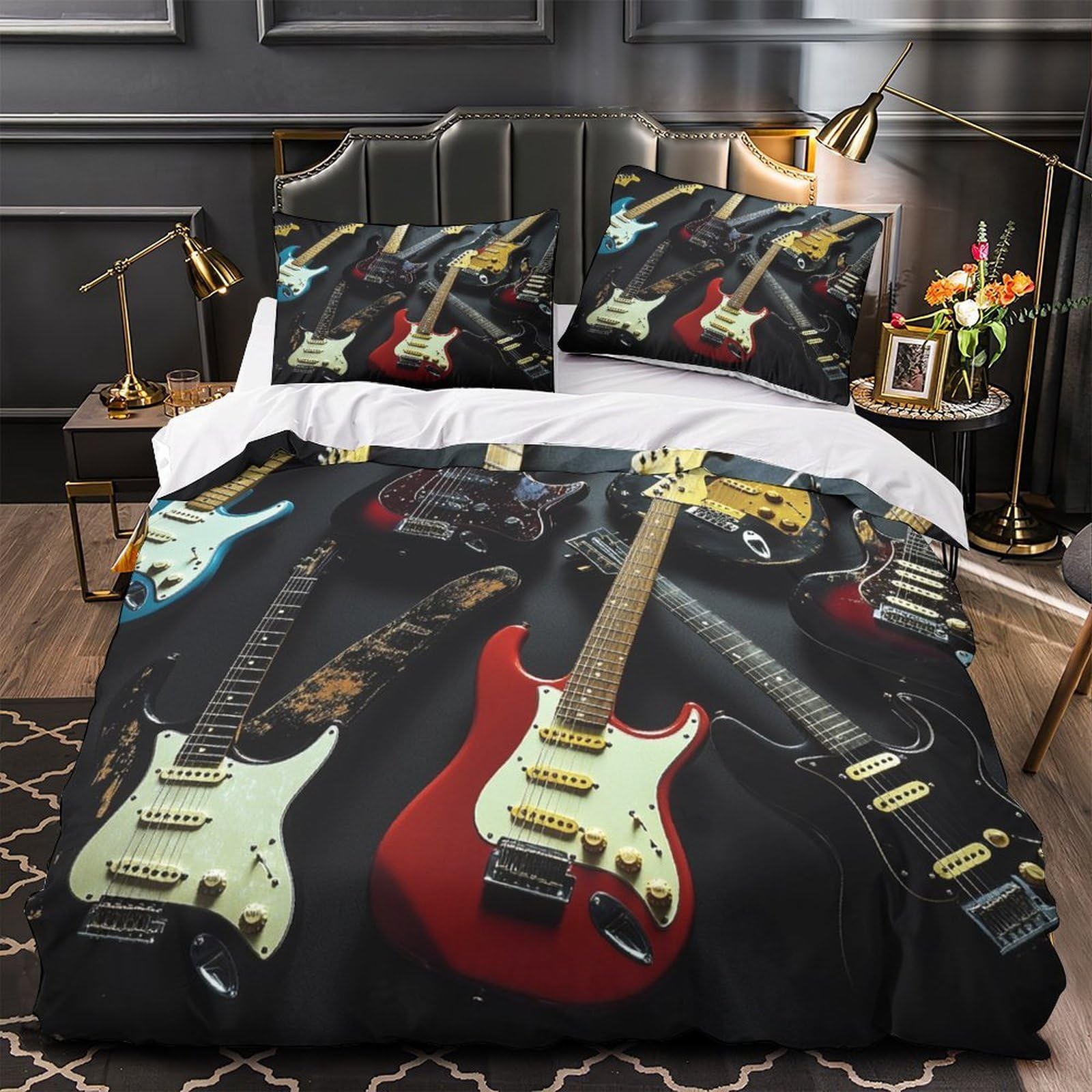Housse de couette effet 3D grand confort en microfibre résistante King