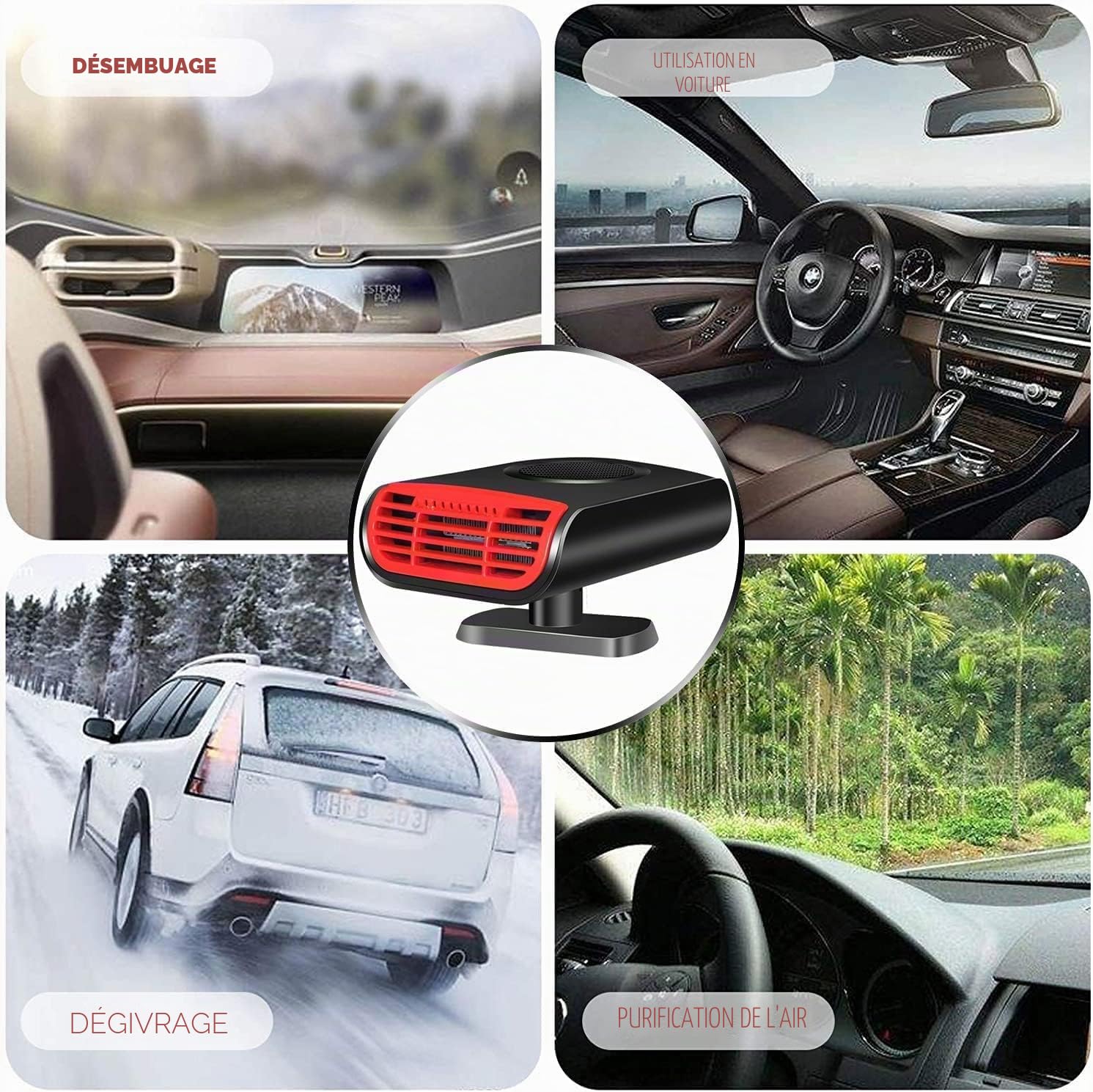 Showvigor Chauffage 12v Voiture Portable & Dégivreur Pare Brise - Ventilateur 2 en 1 pour Un Confort Toutes Saisons en Voiture, Camping et Voyage